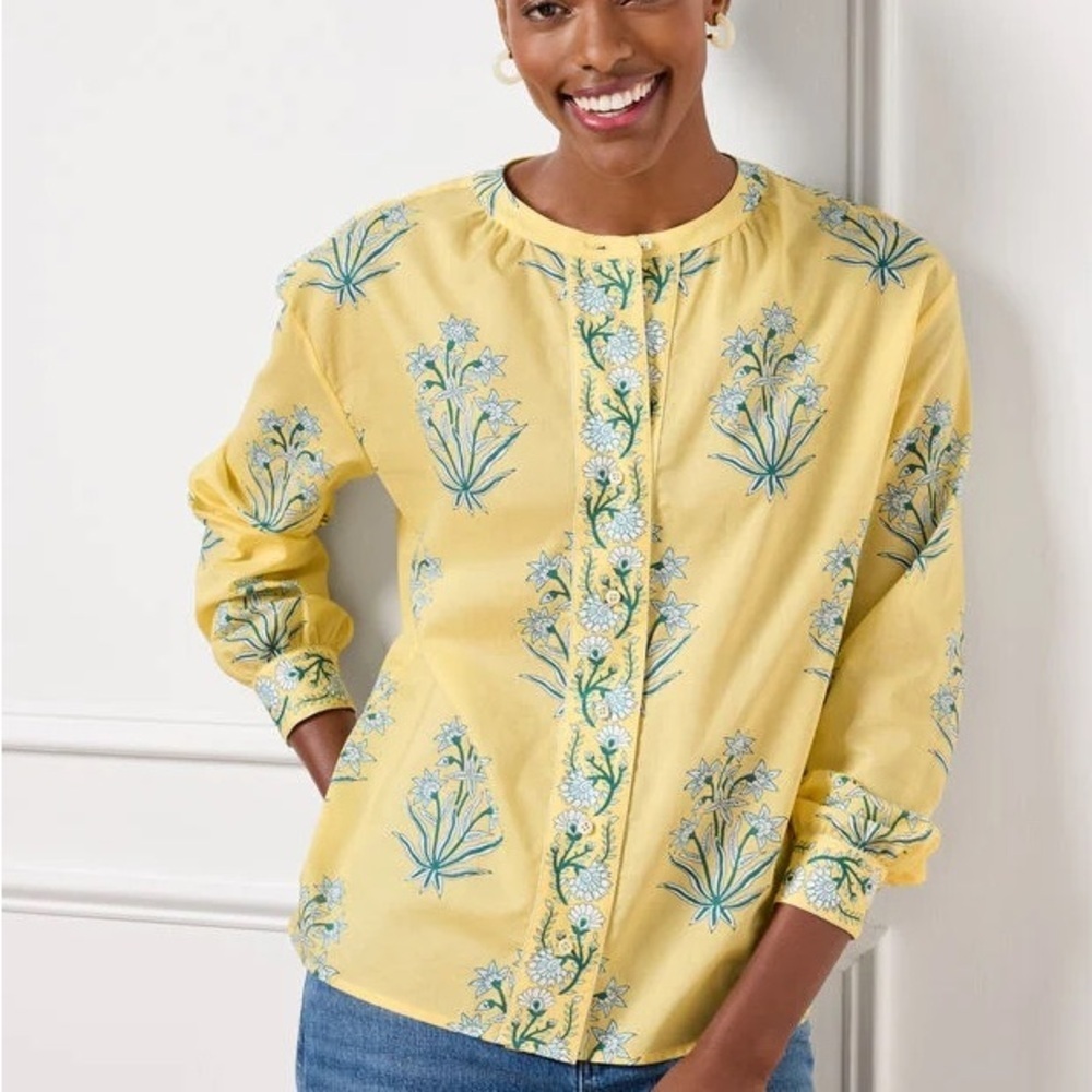 Talbots Women’s Sunny Yellow Floral Blouse